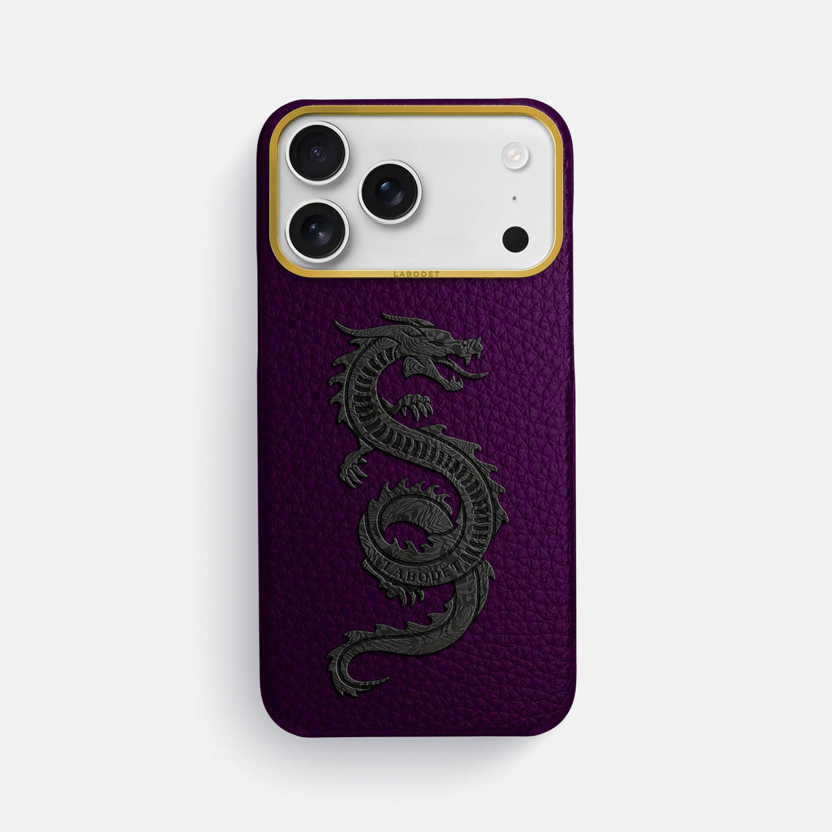Classic Case With Carbon Dragon For iPhone 17 Pro Max In Calf -1 | Violet-Gold