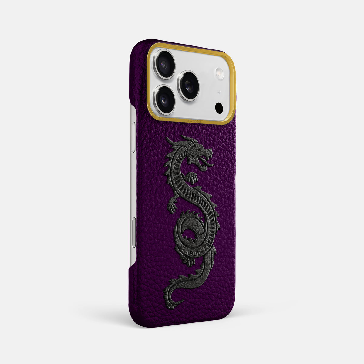 Classic Case With Carbon Dragon For iPhone 17 Pro Max In Calf -2 | Violet-Gold