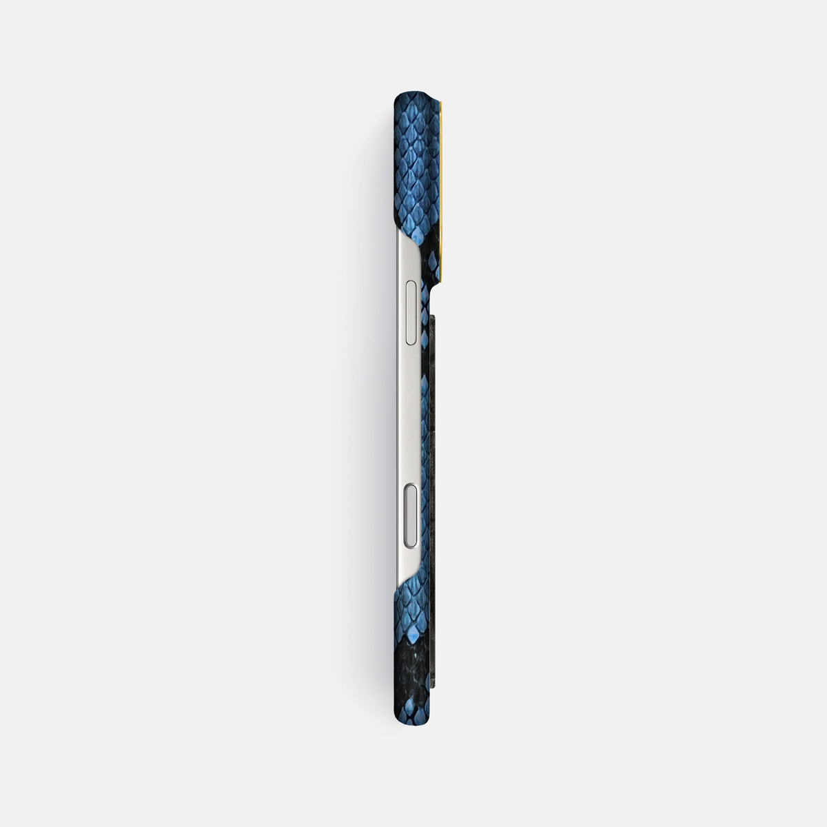 Classic Case With Carbon Dragon For iPhone 17 Pro Max In Deluxe Python -3 | Blue-Jeans-Gold