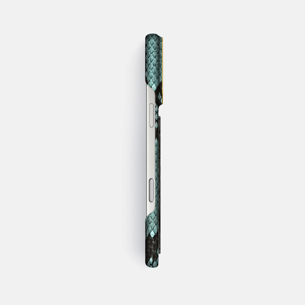 Classic Case With Carbon Dragon For iPhone 17 Pro Max In Deluxe Python -3 | Blue-Lagoon-Gold