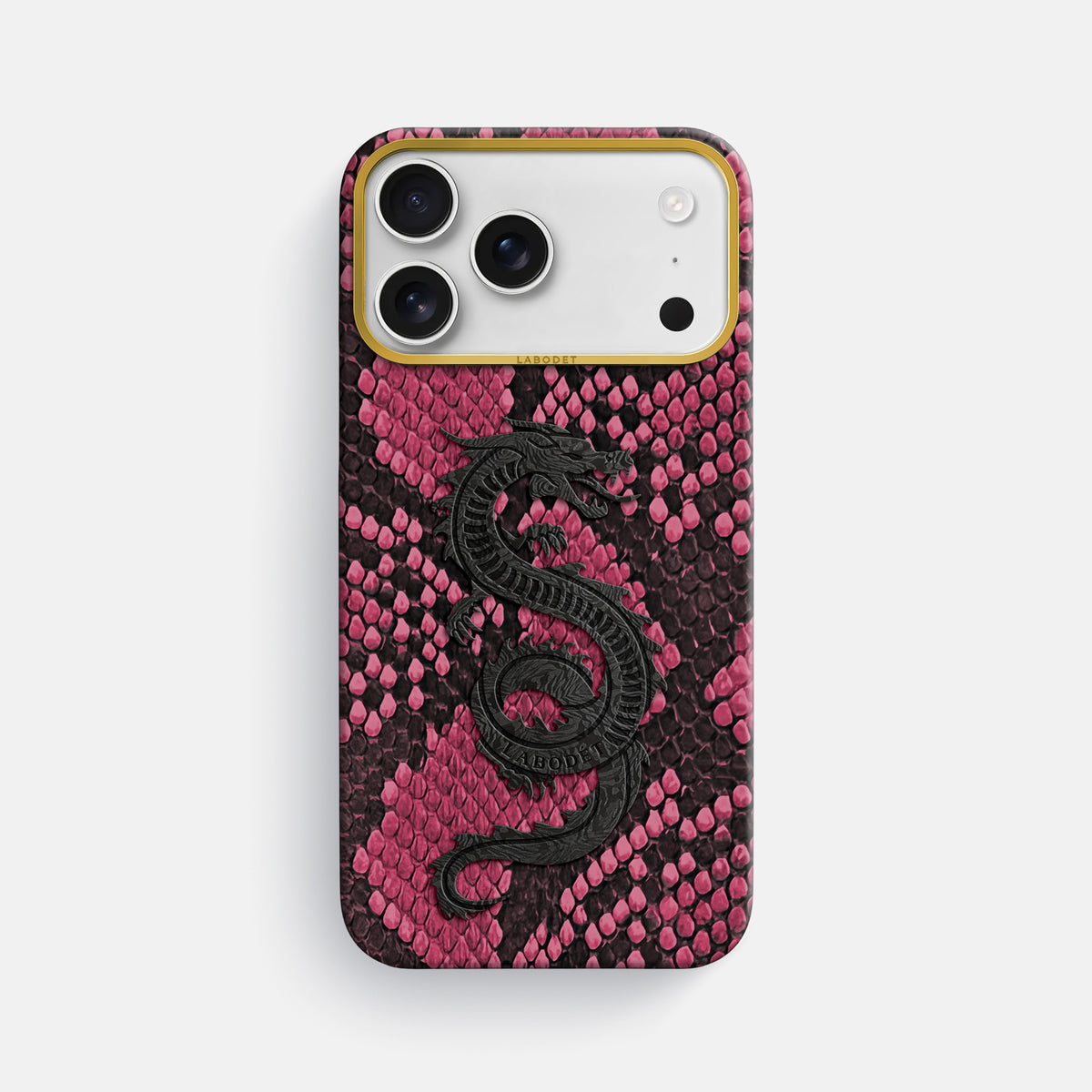 Classic Case With Carbon Dragon For iPhone 17 Pro Max In Deluxe Python -1 | Burgundy-Gold