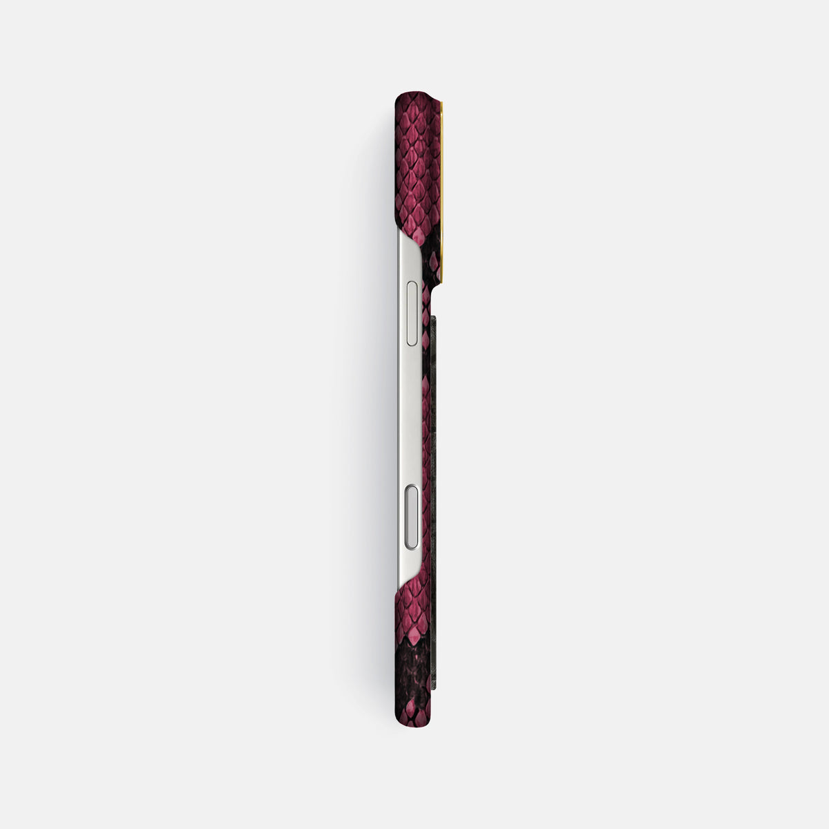 Classic Case With Carbon Dragon For iPhone 17 Pro Max In Deluxe Python -3 | Burgundy-Gold