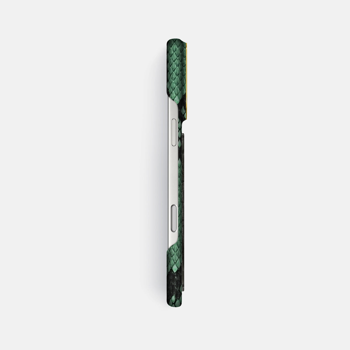 Classic Case With Carbon Dragon For iPhone 17 Pro Max In Deluxe Python -3 | Forest-Green-Gold
