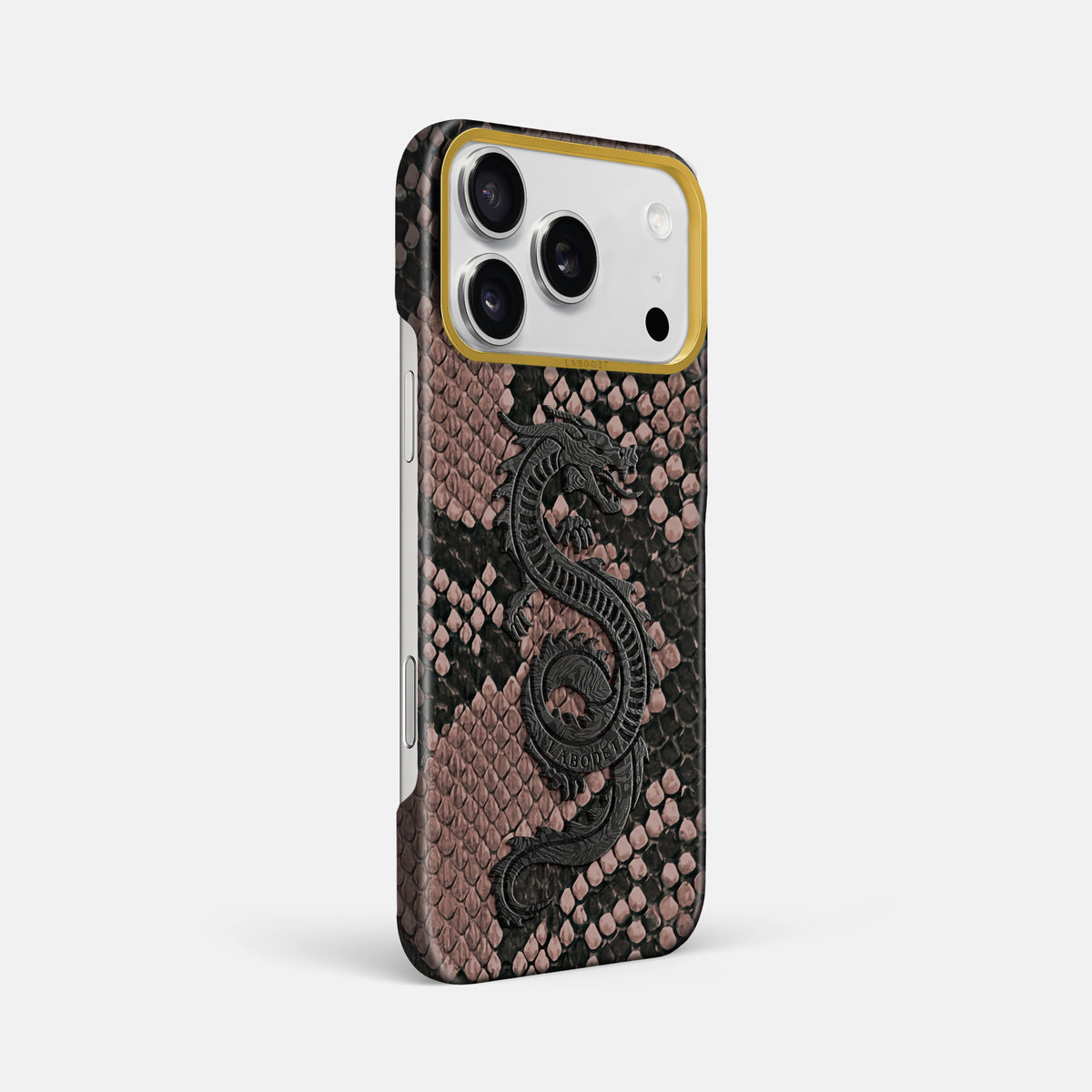 Classic Case With Carbon Dragon For iPhone 17 Pro Max In Deluxe Python -2 | Mahogany-Brown-Gold