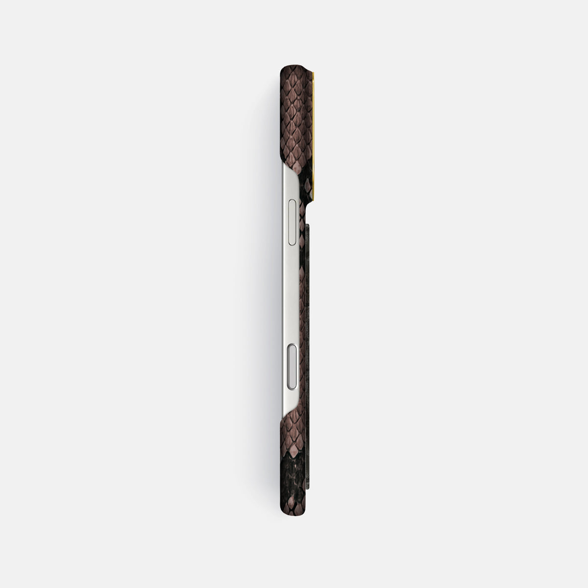 Classic Case With Carbon Dragon For iPhone 17 Pro Max In Deluxe Python -3 | Mahogany-Brown-Gold