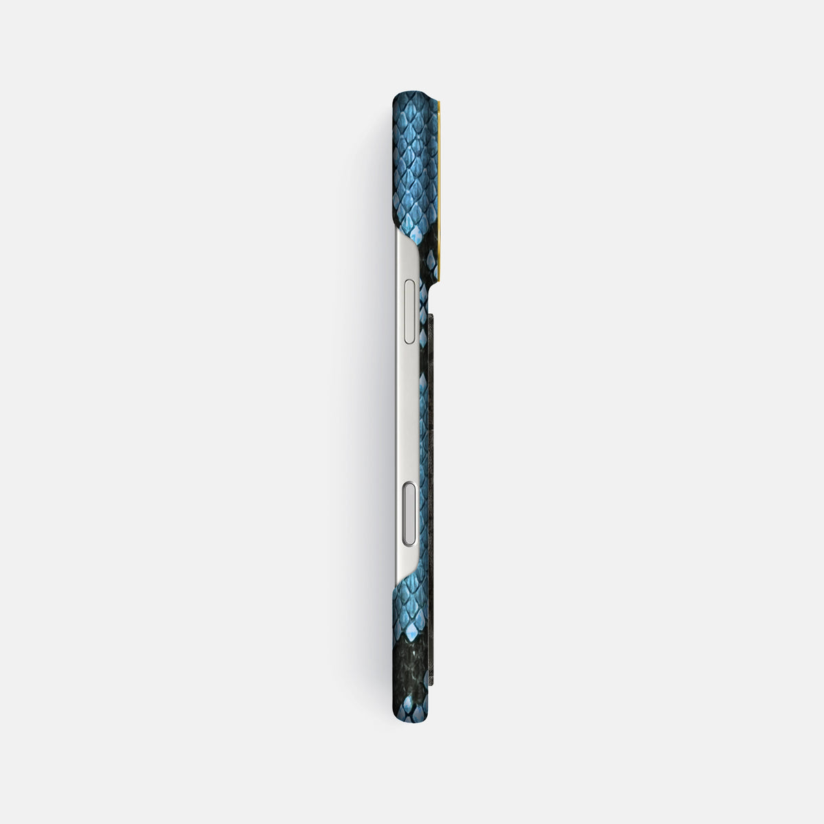 Classic Case With Carbon Dragon For iPhone 17 Pro Max In Deluxe Python -3 | Pacific-Blue-Gold