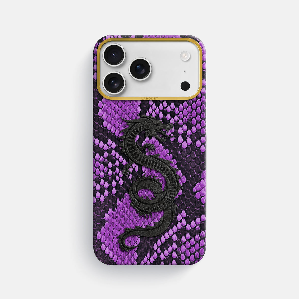Classic Case With Carbon Dragon For iPhone 17 Pro Max In Deluxe Python -1 | Purple-Gold