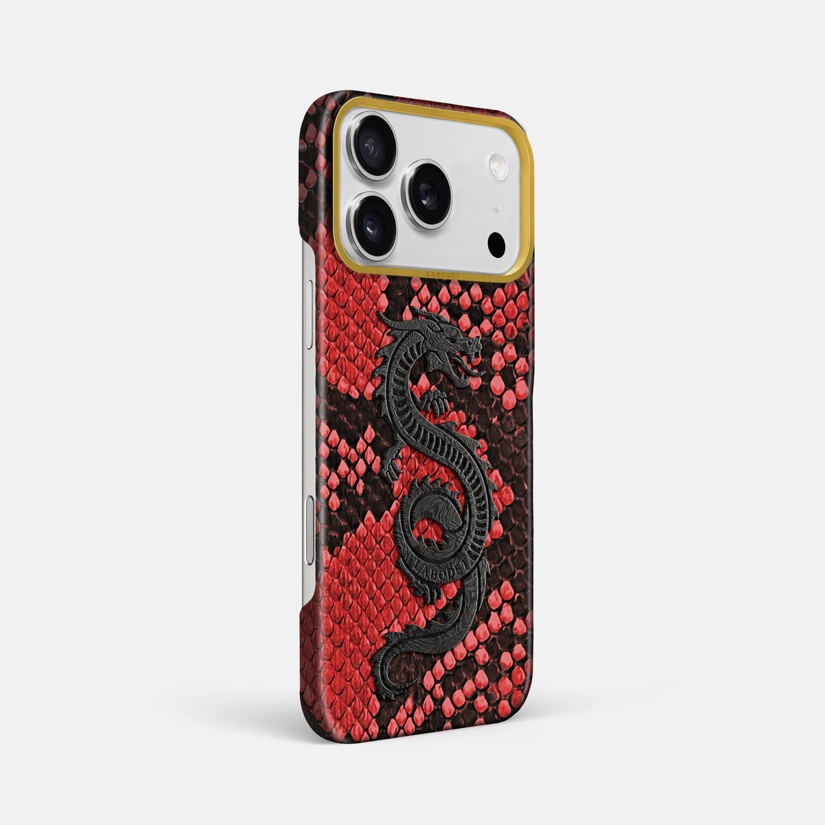 Classic Case With Carbon Dragon For iPhone 17 Pro Max In Deluxe Python -2 | Red-Gold