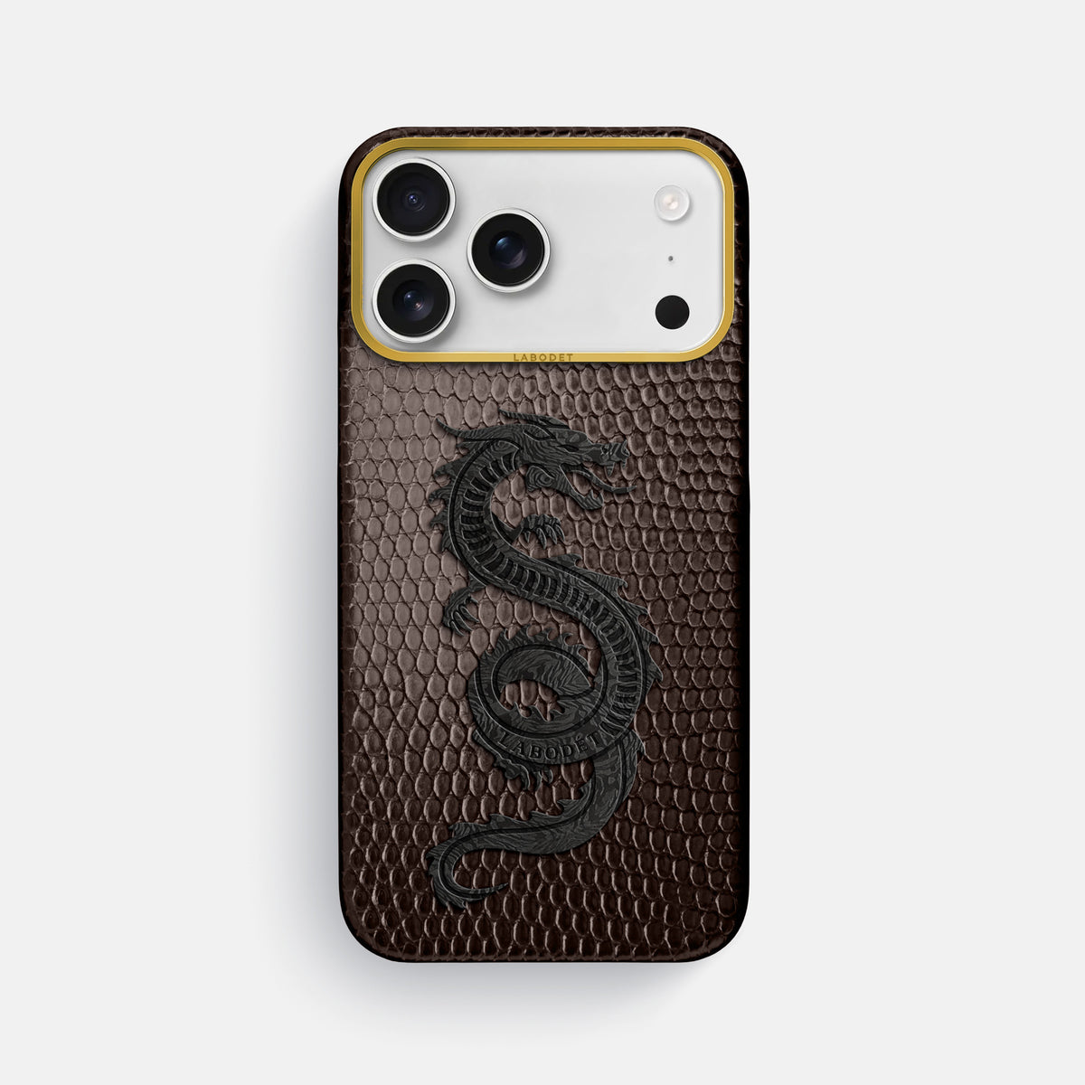 Classic Case With Carbon Dragon For iPhone 17 Pro Max In Lizard -1 | Brown-Gold