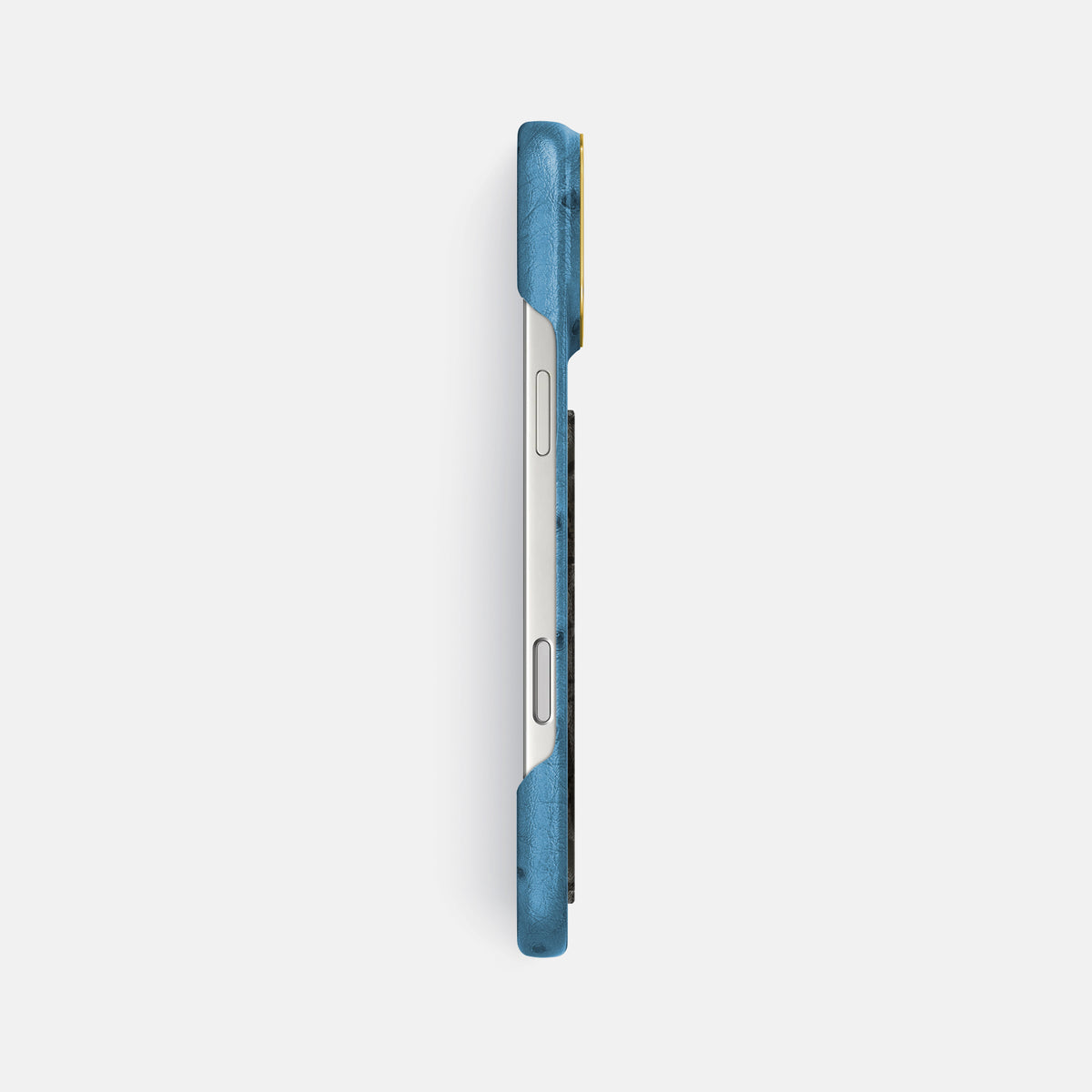 Classic Case With Carbon Dragon For iPhone 17 Pro Max In Ostrich -3 | Blue-Jeans-Gold