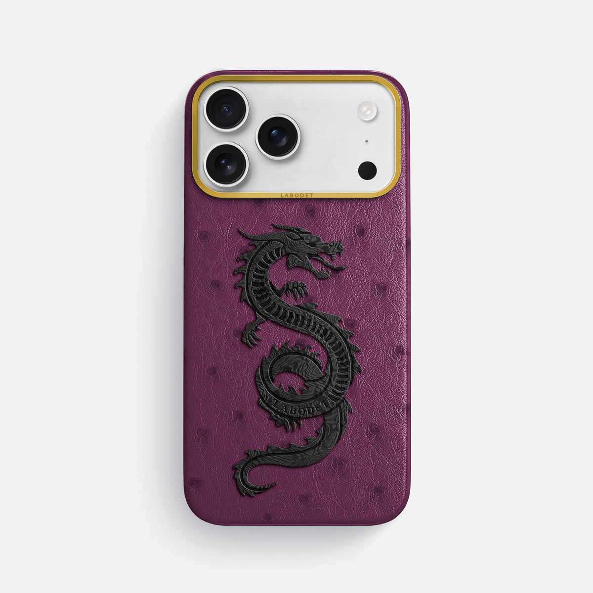 Classic Case With Carbon Dragon For iPhone 17 Pro Max In Ostrich -1 | Purple-Gold