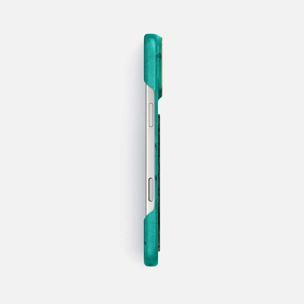 Classic Case With Carbon Dragon For iPhone 17 Pro Max In Ostrich -3 | Turquoise-Gold