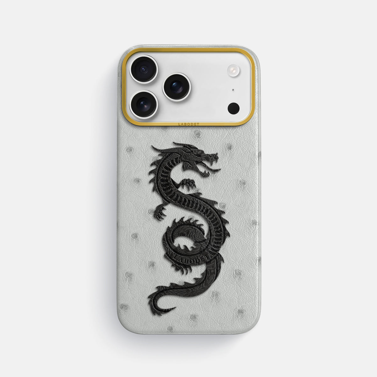 Classic Case With Carbon Dragon For iPhone 17 Pro Max In Ostrich -1 | White-Gold