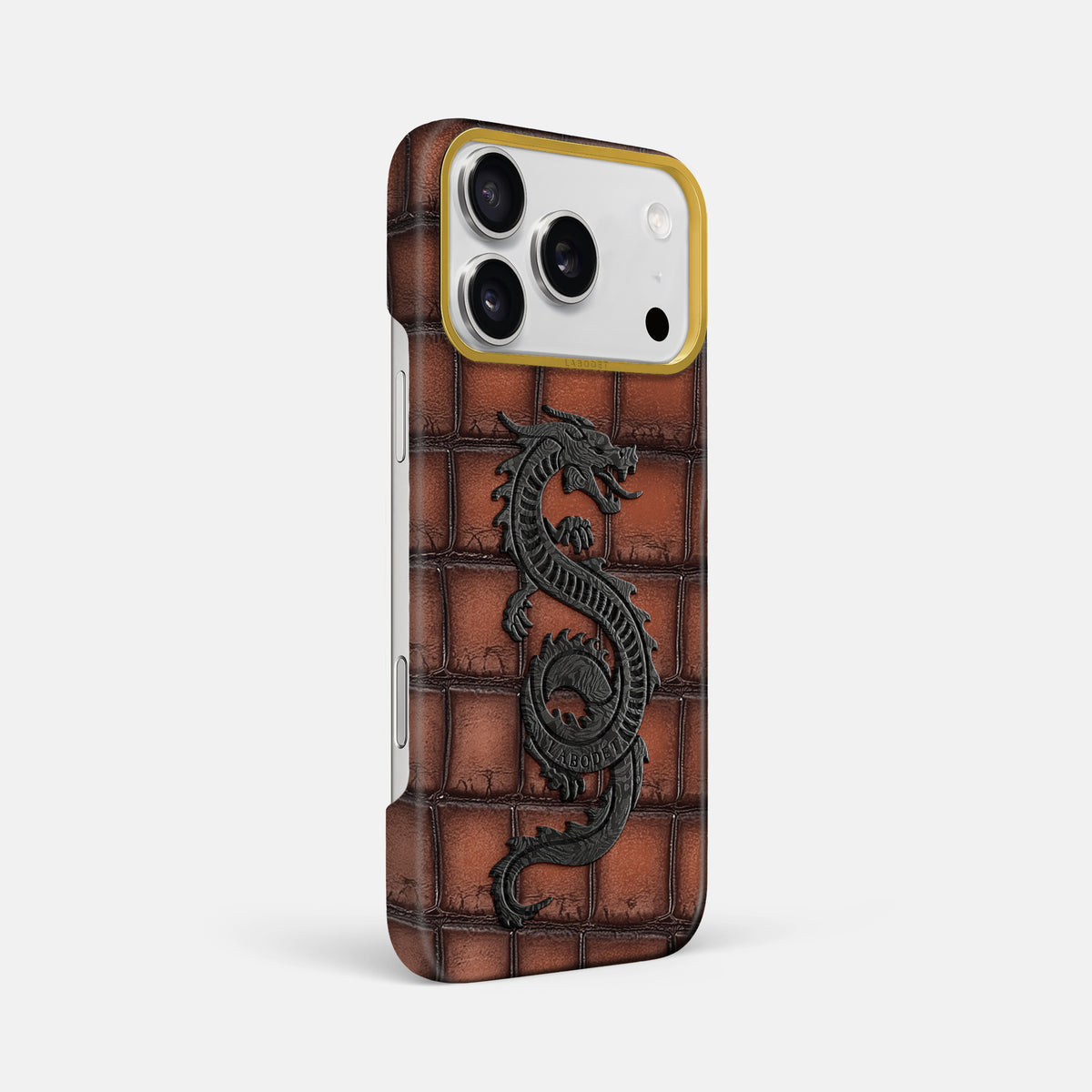 Classic Case With Carbon Dragon For iPhone 17 Pro Max In Patina Alligator -2 | Baobab-Gold
