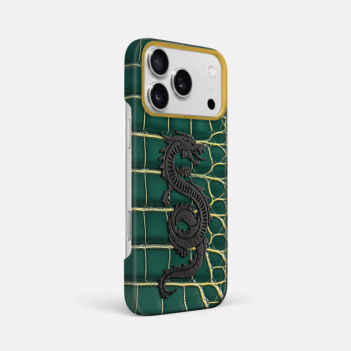 Classic Case With Carbon Dragon For iPhone 17 Pro Max In Patina Alligator -2 | Cambridge-Gold