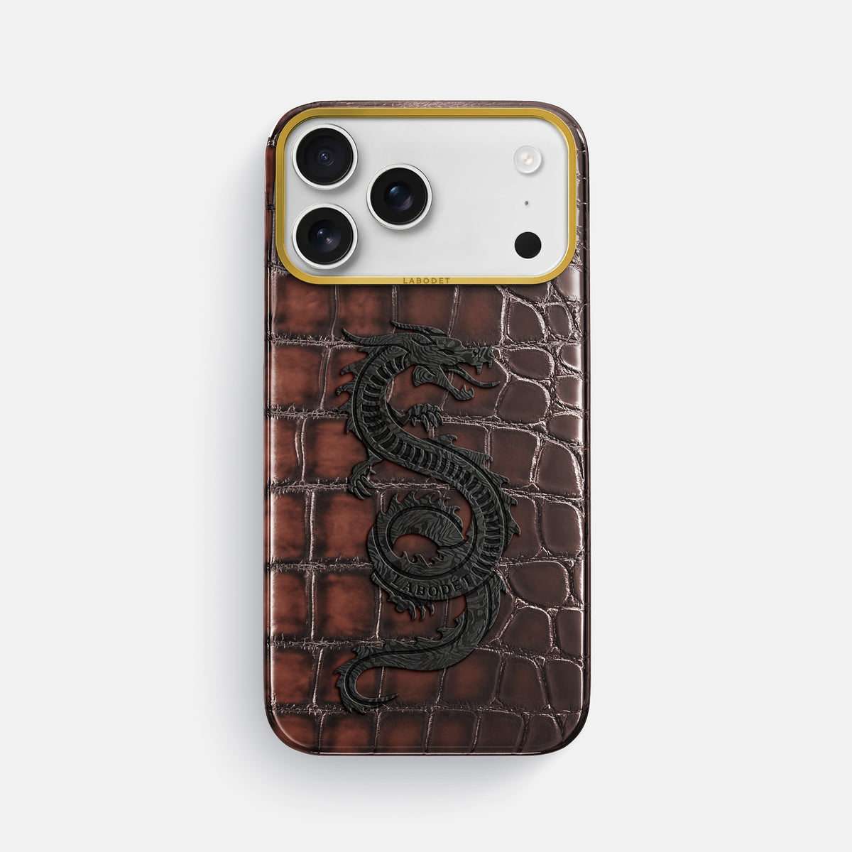 Classic Case With Carbon Dragon For iPhone 17 Pro Max In Patina Alligator -1 | Havana-Brown-Gold