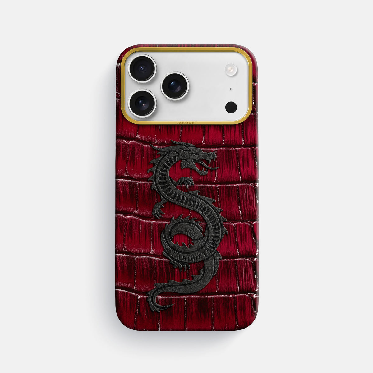 Classic Case With Carbon Dragon For iPhone 17 Pro Max In Patina Alligator -1 | Havana-Burgundy-Gold
