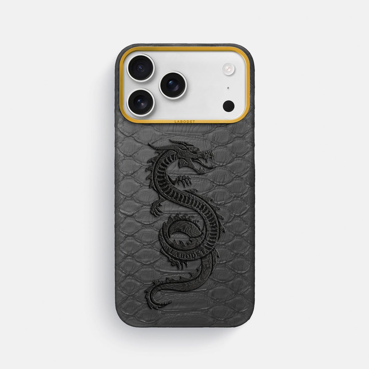 Classic Case With Carbon Dragon For iPhone 17 Pro Max In Python -1 | Grey-Gold