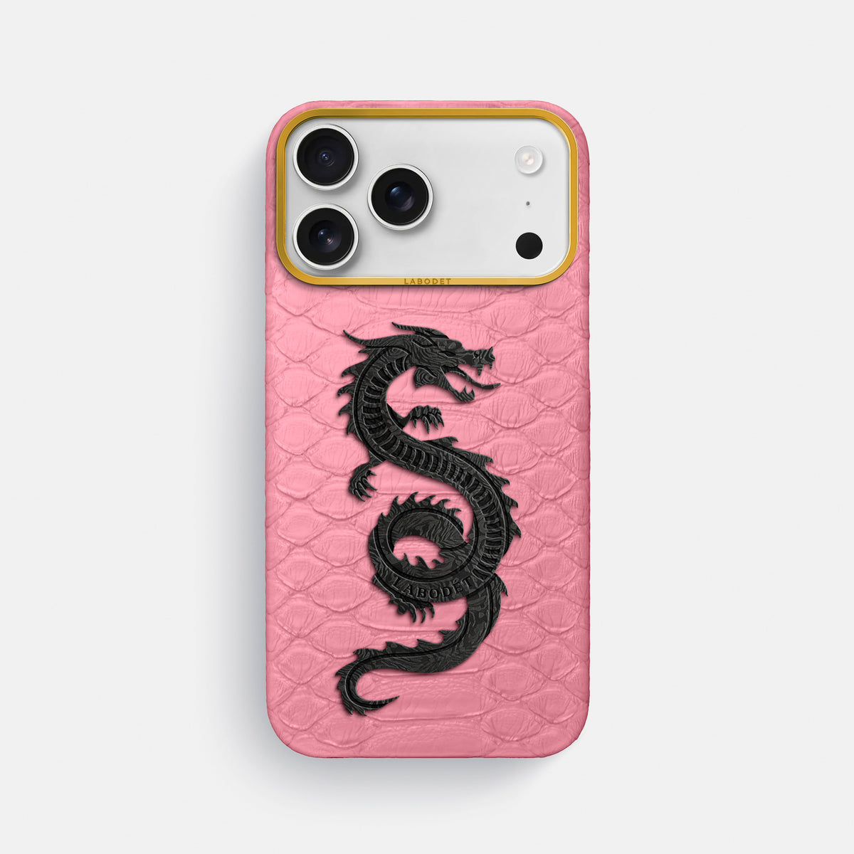 Classic Case With Carbon Dragon For iPhone 17 Pro Max In Python -1 | Pink-Gold