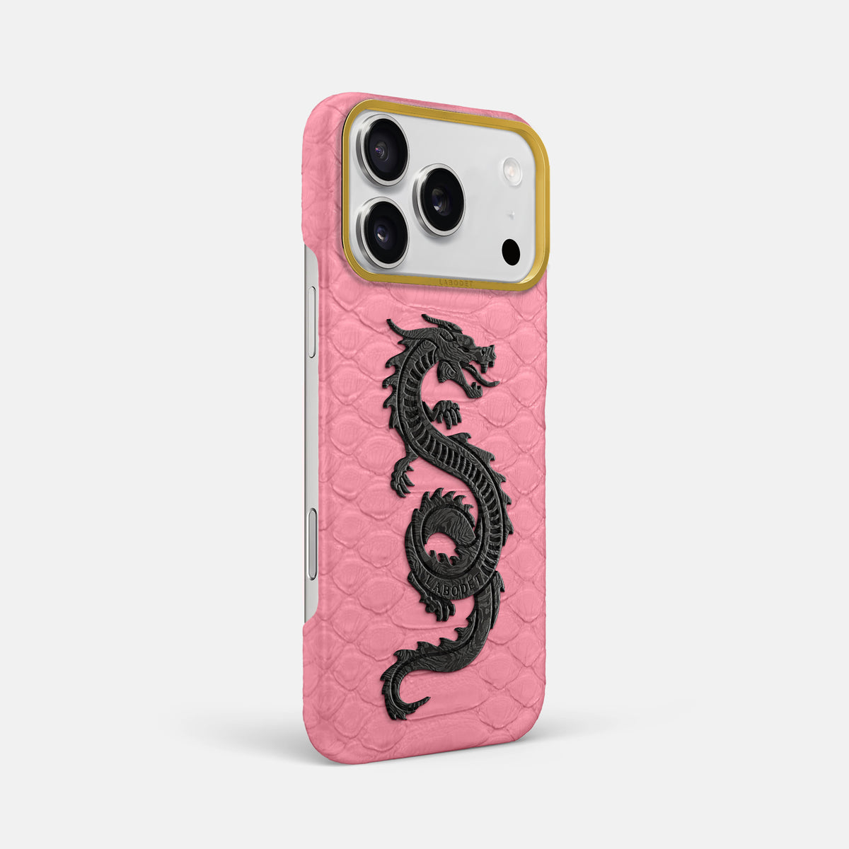 Classic Case With Carbon Dragon For iPhone 17 Pro Max In Python -2 | Pink-Gold