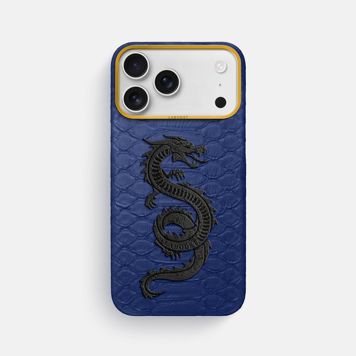 Classic Case With Carbon Dragon For iPhone 17 Pro Max In Python -1 | Royal-Blue-Gold