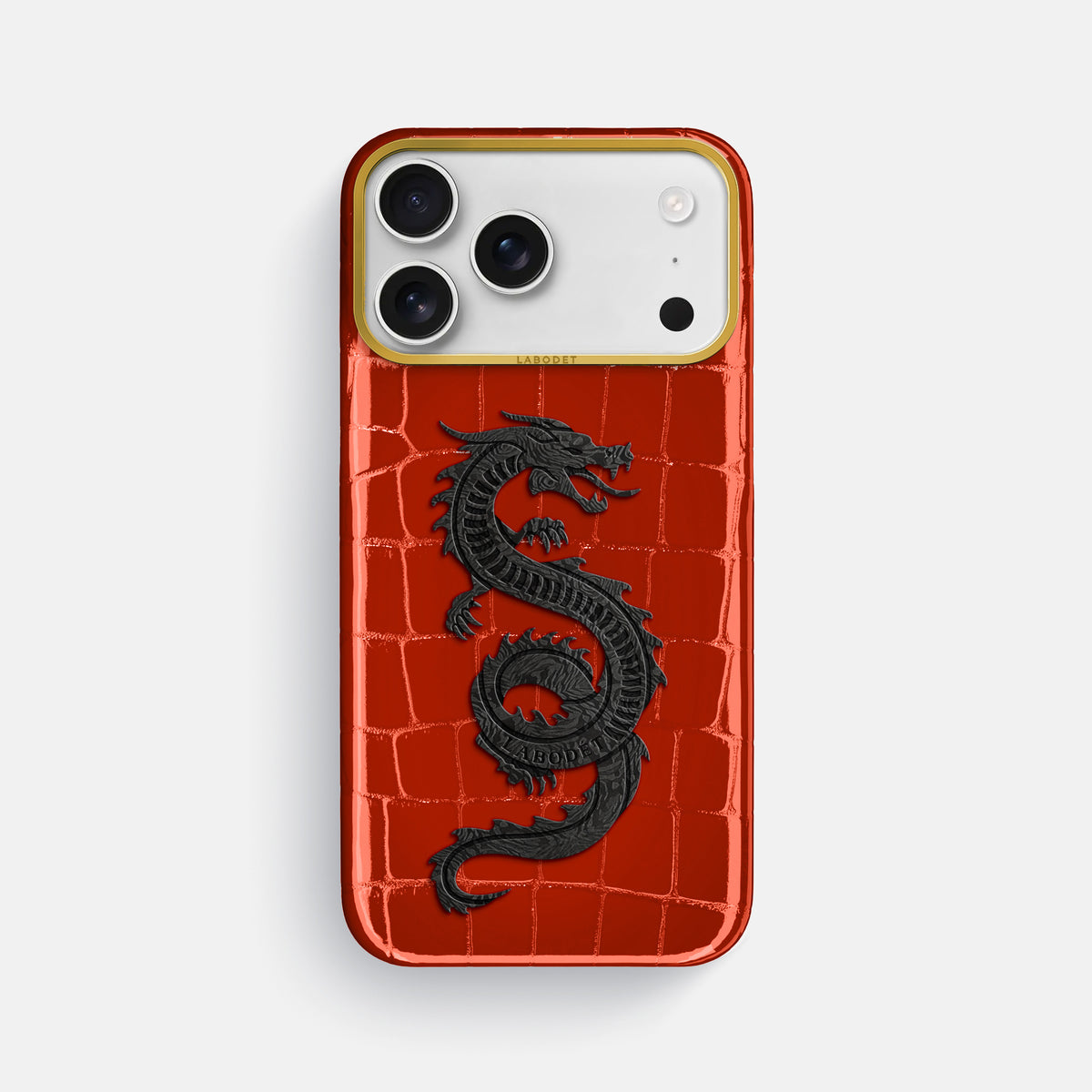 Classic Case With Carbon Dragon For iPhone 17 Pro Max In Shiny Alligator -1 | Orange-Gold