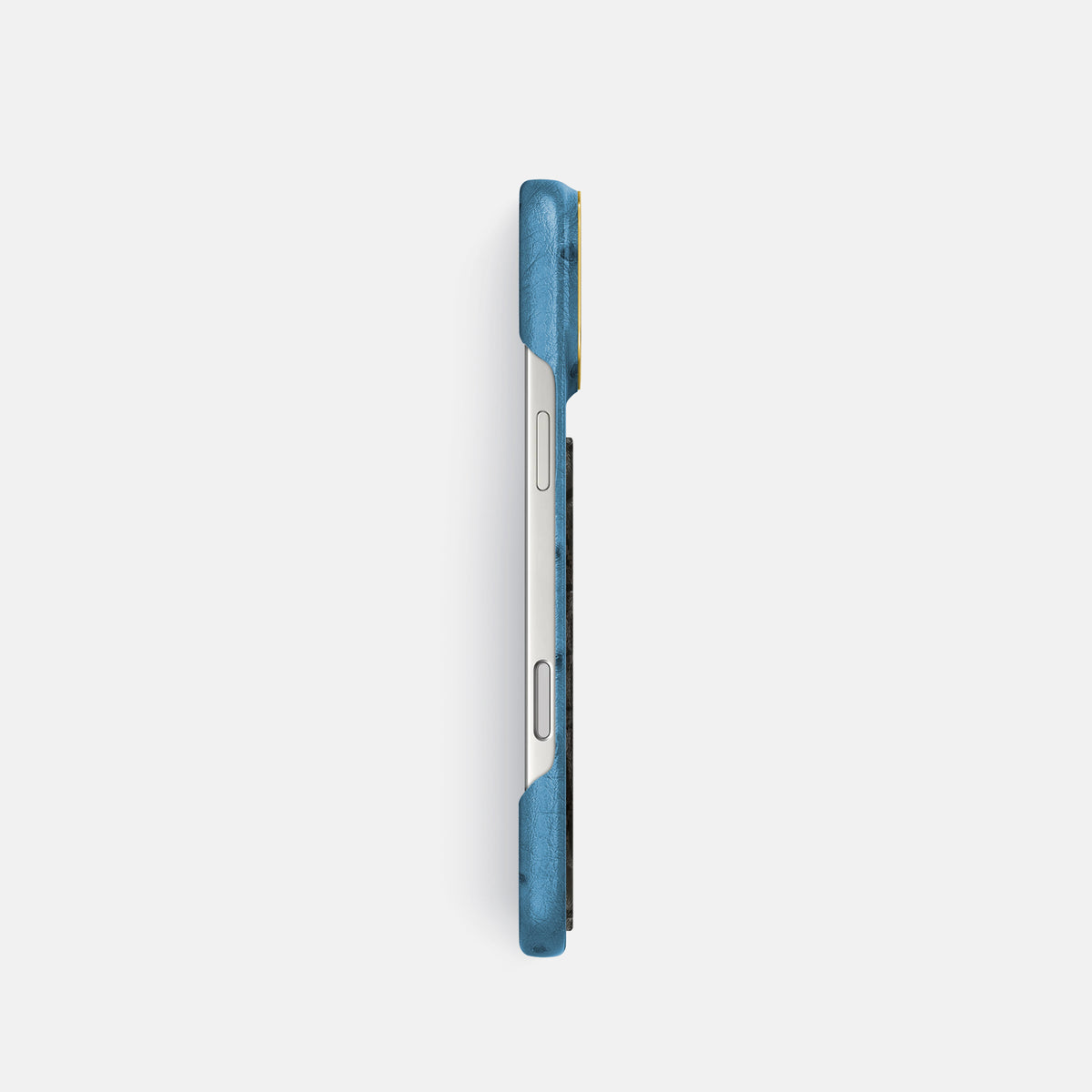 Classic Case With Carbon Dragon For iPhone 17 Pro In Ostrich -3 | Blue-Jeans-Gold
