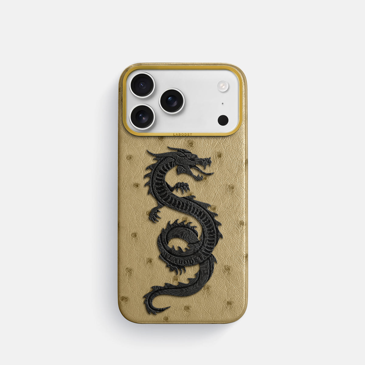 Classic Case With Carbon Dragon For iPhone 17 Pro In Ostrich -1 | Desert-Sand-Gold