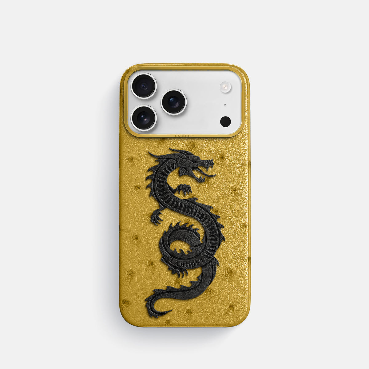 Classic Case With Carbon Dragon For iPhone 17 Pro In Ostrich -1 | Gold-Gold