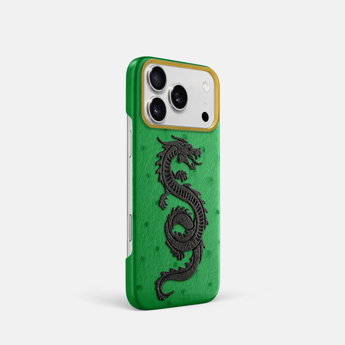 Classic Case With Carbon Dragon For iPhone 17 Pro In Ostrich -2 | Kentucky-Green-Gold