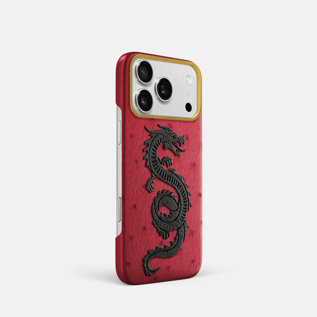 Classic Case With Carbon Dragon For iPhone 17 Pro In Ostrich -2 | Red-Gold