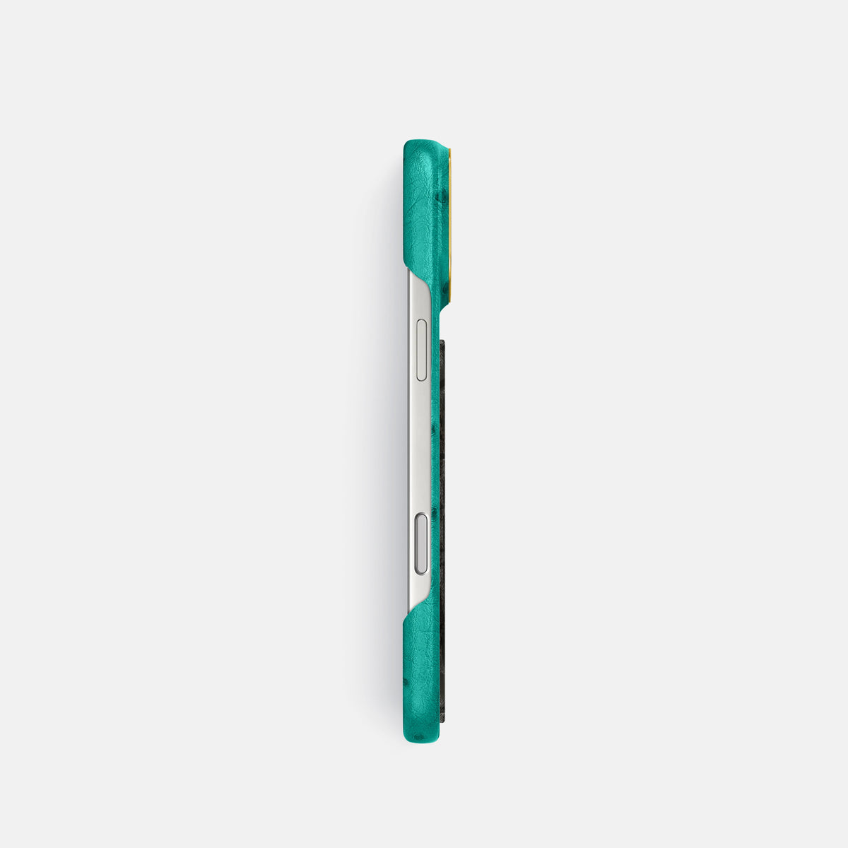 Classic Case With Carbon Dragon For iPhone 17 Pro In Ostrich -3 | Turquoise-Gold