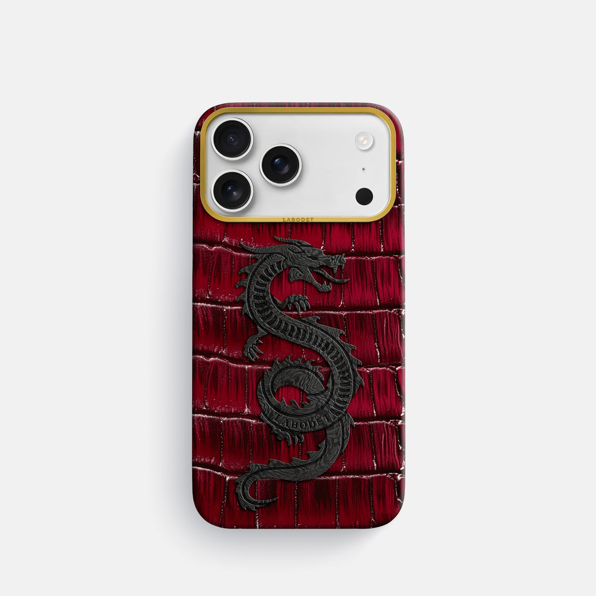 Classic Case With Carbon Dragon For iPhone 17 Pro In Patina Alligator -1 | Havana-Burgundy-Gold