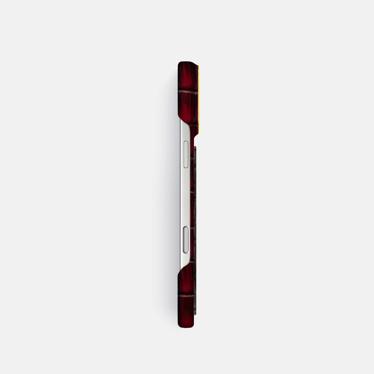 Classic Case With Carbon Dragon For iPhone 17 Pro In Patina Alligator -3 | Havana-Burgundy-Gold