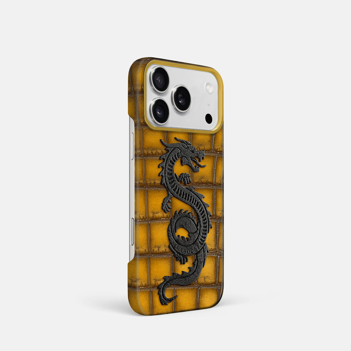 Classic Case With Carbon Dragon For iPhone 17 Pro In Patina Alligator -2 | Sydney-Gold