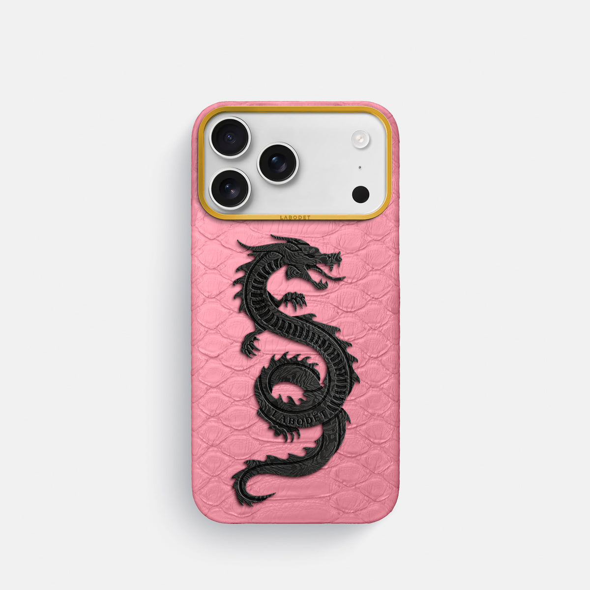 Classic Case With Carbon Dragon For iPhone 17 Pro In Python -1 | Pink-Gold