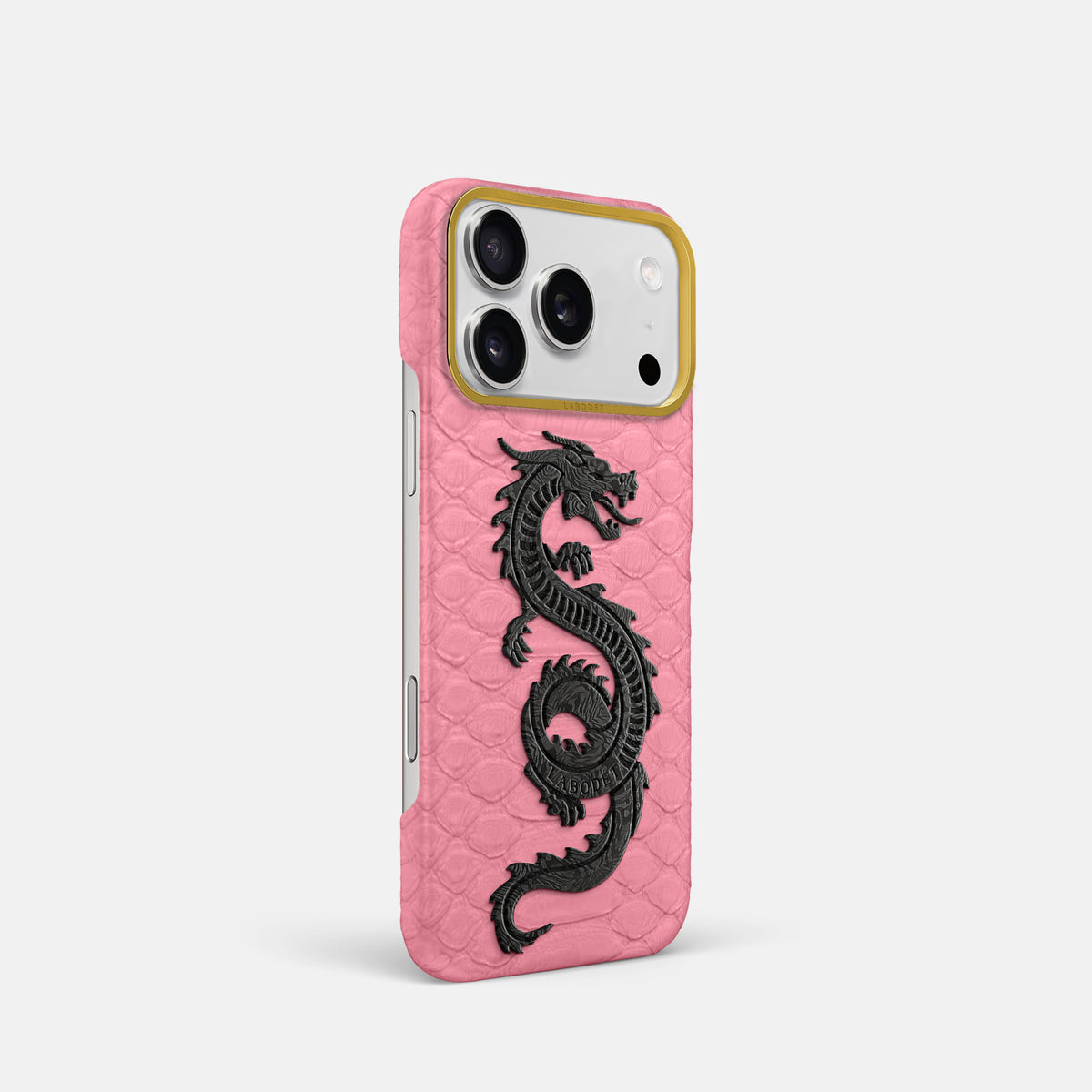 Classic Case With Carbon Dragon For iPhone 17 Pro In Python -2 | Pink-Gold