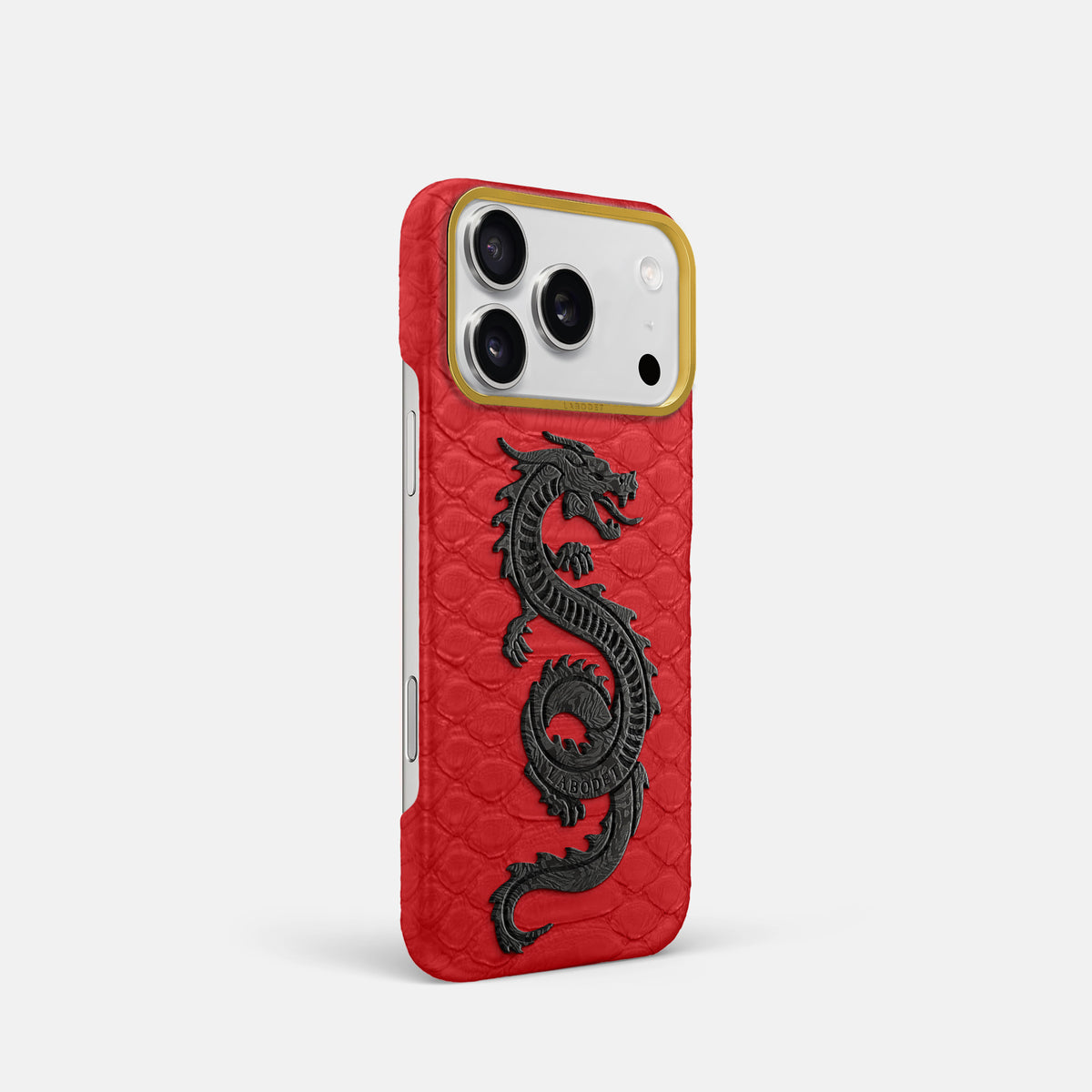 Classic Case With Carbon Dragon For iPhone 17 Pro In Python -2 | Red-Gold