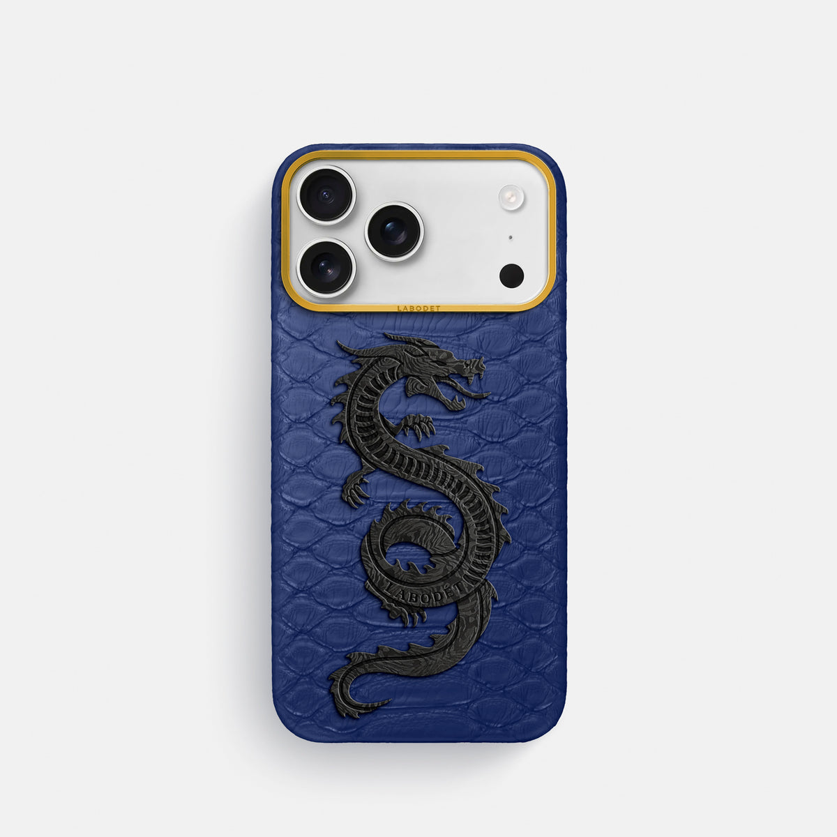 Classic Case With Carbon Dragon For iPhone 17 Pro In Python -1 | Royal-Blue-Gold