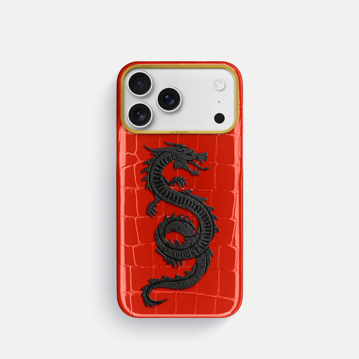 Classic Case With Carbon Dragon For iPhone 17 Pro In Shiny Alligator -1 | Coral-Orange-Gold