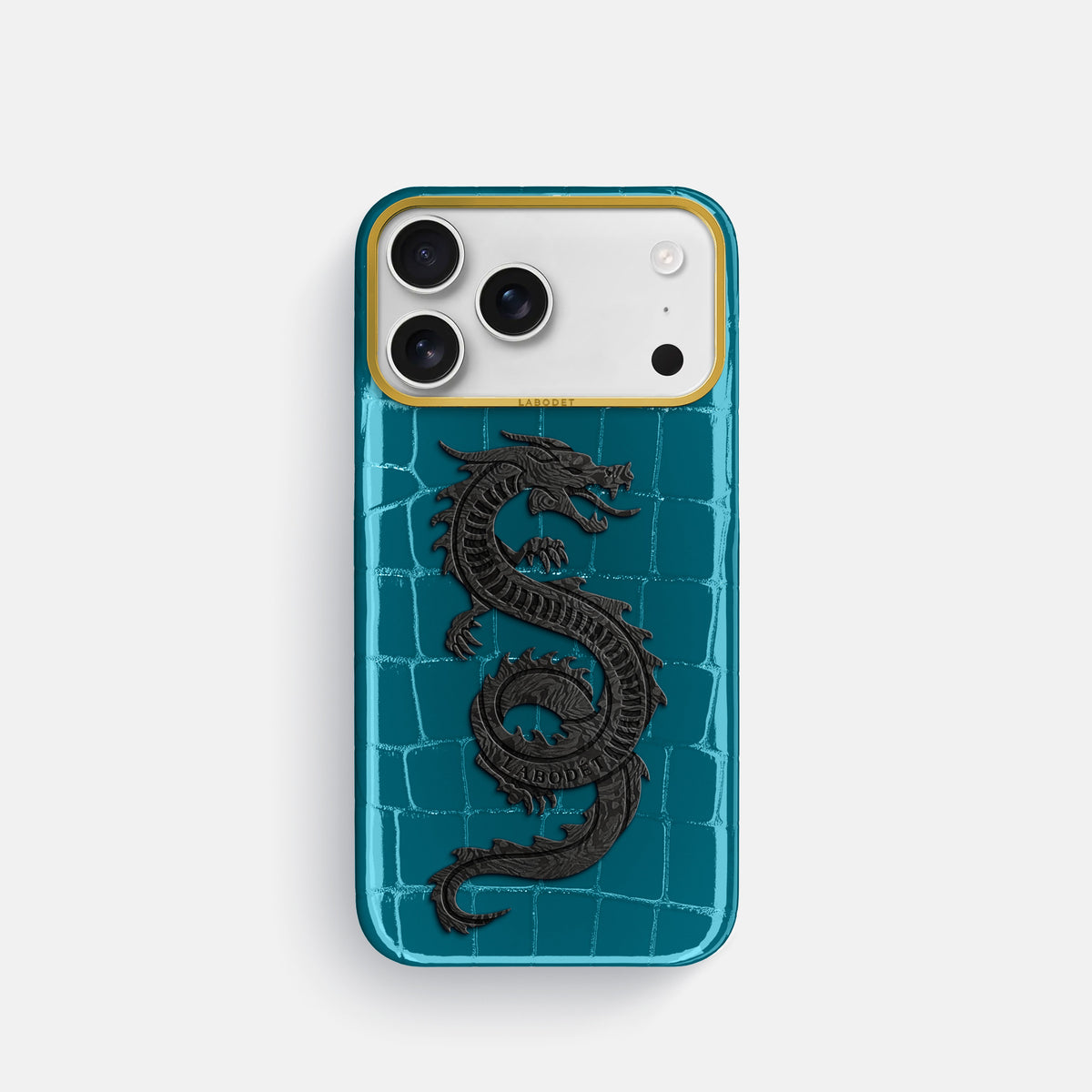 Classic Case With Carbon Dragon For iPhone 17 Pro In Shiny Alligator -1 | Curacao-Gold