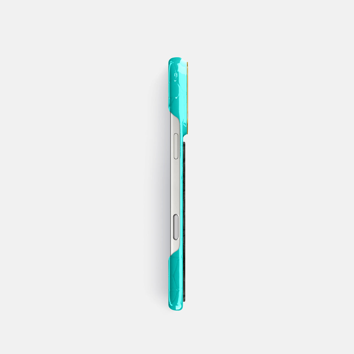 Classic Case With Carbon Dragon For iPhone 17 Pro In Shiny Alligator -3 | Mint-Gold