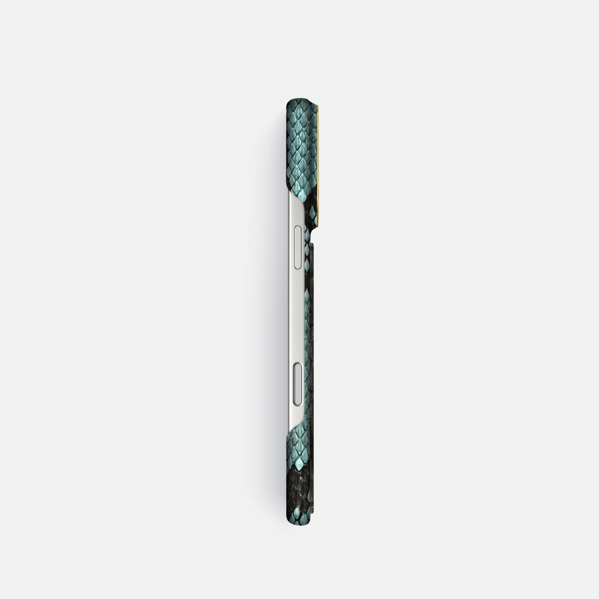 Classic Case With Carbon Dragon For iPhone 18 Pro In Deluxe Python -3 | Blue-Lagoon-Gold
