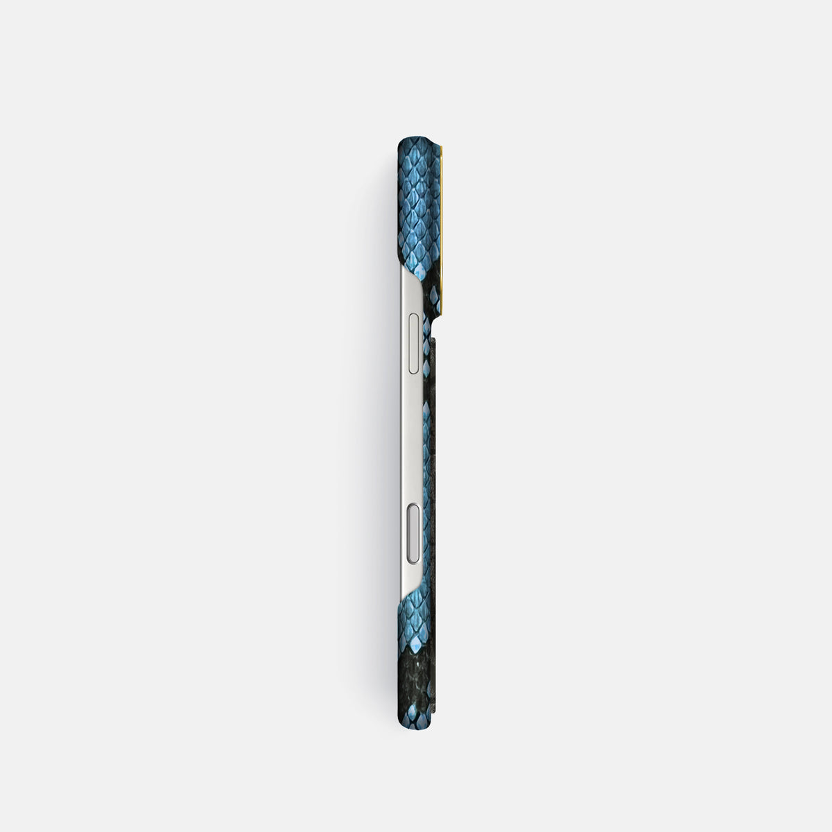 Classic Case With Carbon Dragon For iPhone 18 Pro In Deluxe Python -3 | Pacific-Blue-Gold