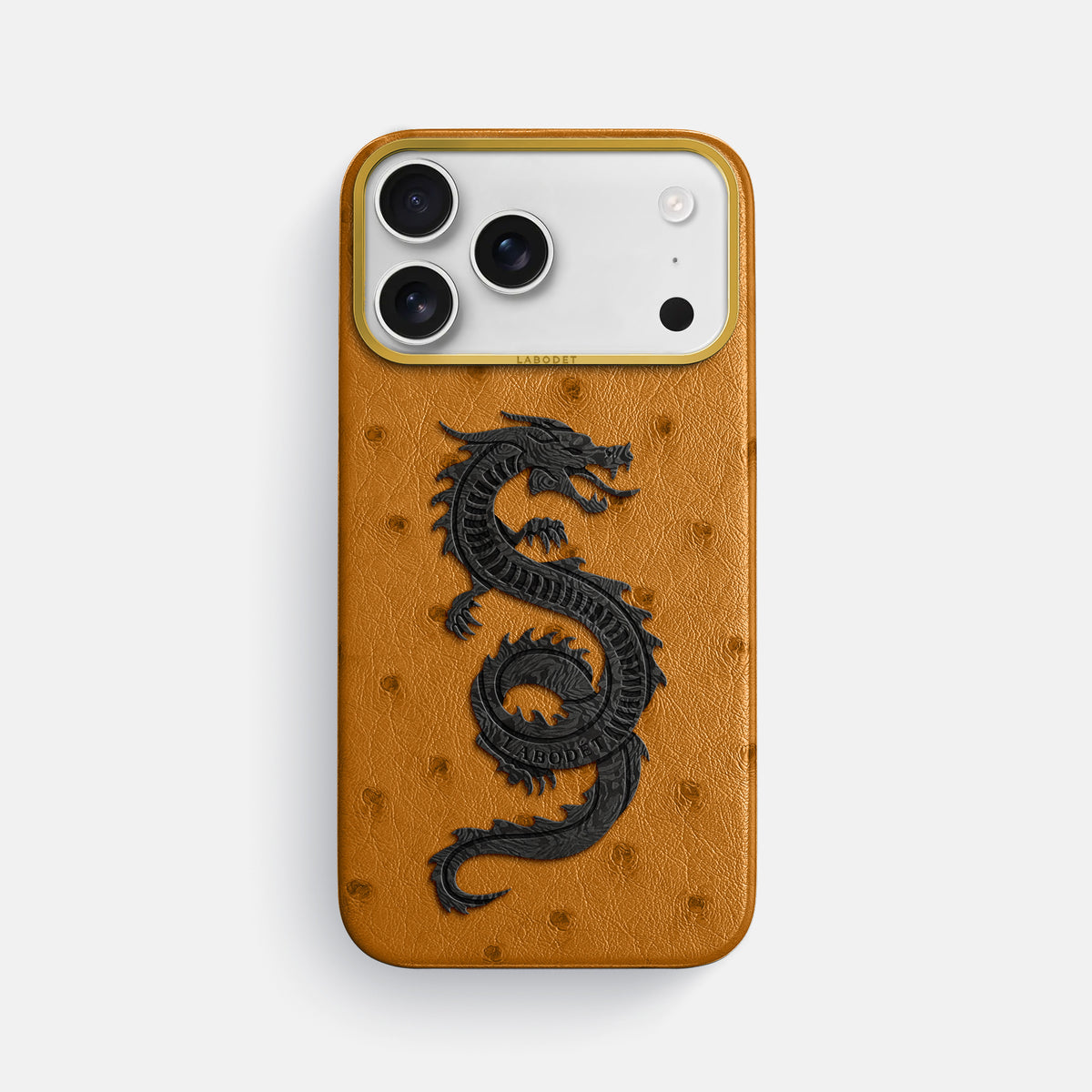 Classic Case With Carbon Dragon For iPhone 18 Pro Max In Ostrich -1 | Chestnut-Gold