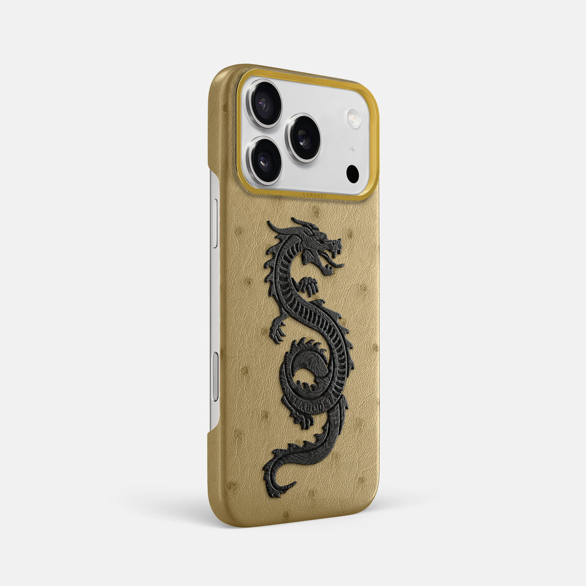 Classic Case With Carbon Dragon For iPhone 18 Pro Max In Ostrich -2 | Desert-Sand-Gold