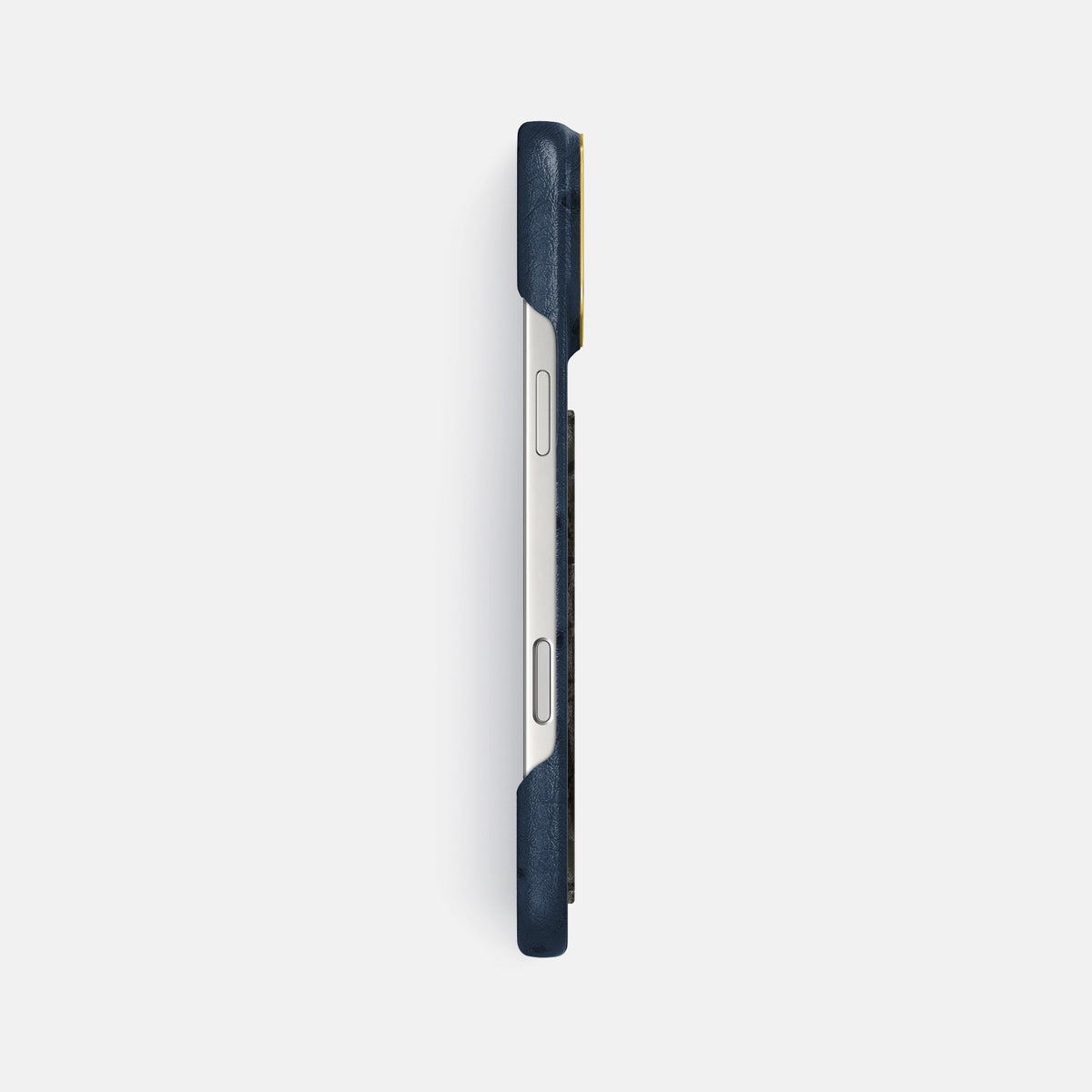 Classic Case With Carbon Dragon For iPhone 18 Pro Max In Ostrich -3 | Navy-Blue-Gold