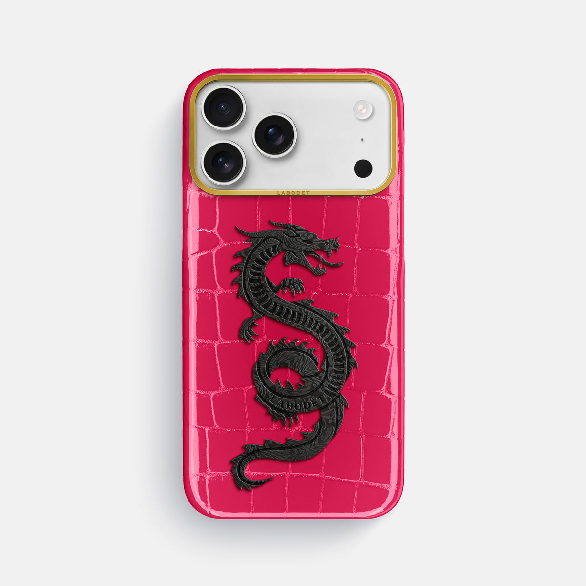 Classic Case With Carbon Dragon For iPhone 18 Pro Max In Shiny Alligator -1 | Pink-Panther-Gold