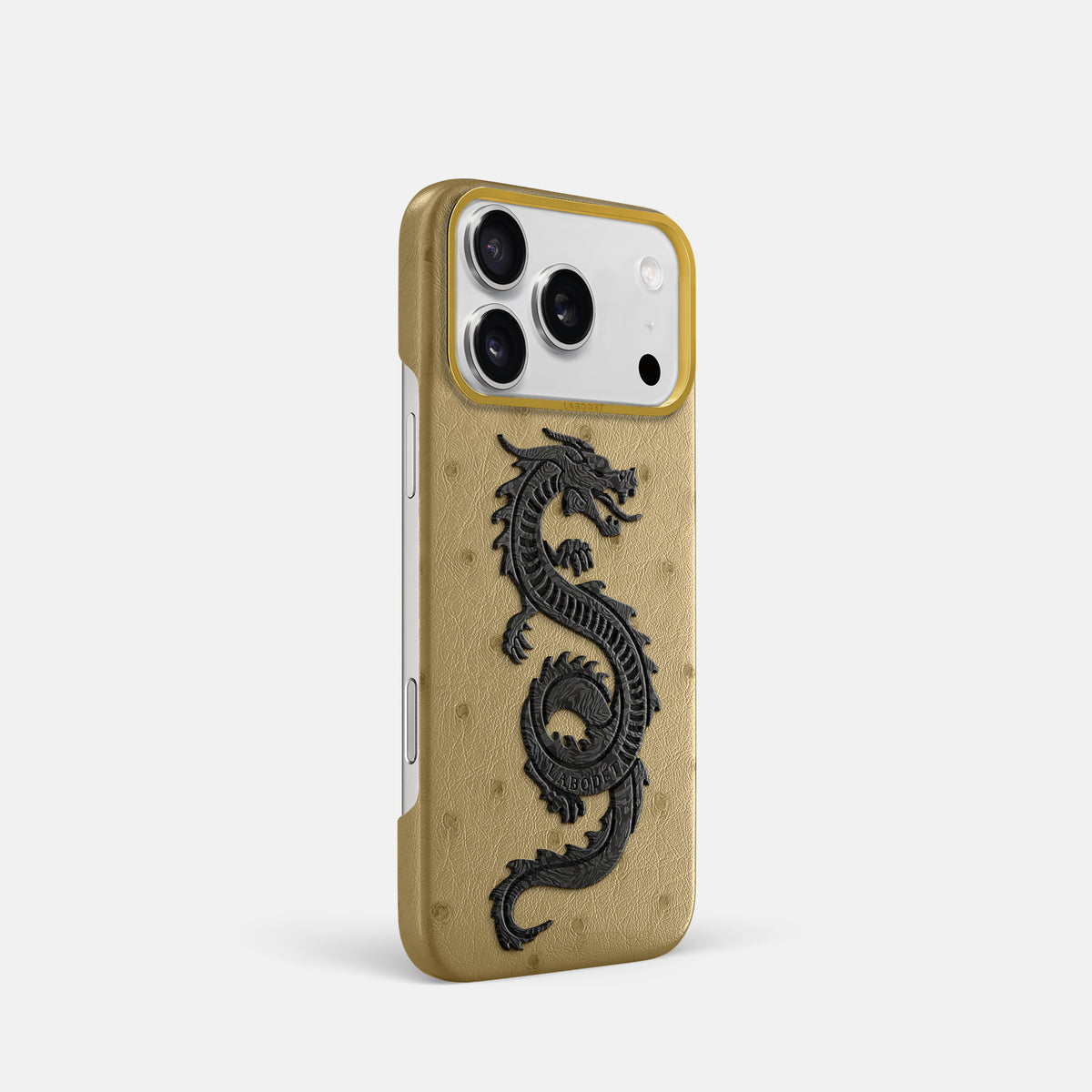 Classic Case With Carbon Dragon For iPhone 18 Pro In Ostrich -2 | Desert-Sand-Gold