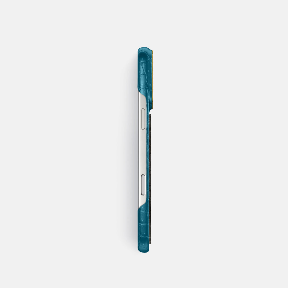 Classic Case With Carbon Dragon For iPhone 18 Pro In Porosus Crocodile -3 | Turquoise-Gold